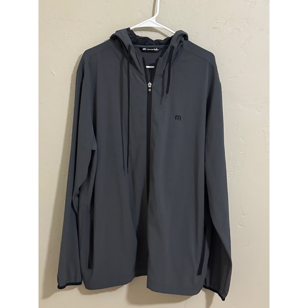travis mathew jacket XL charcoal gray full zip hooded performance golf